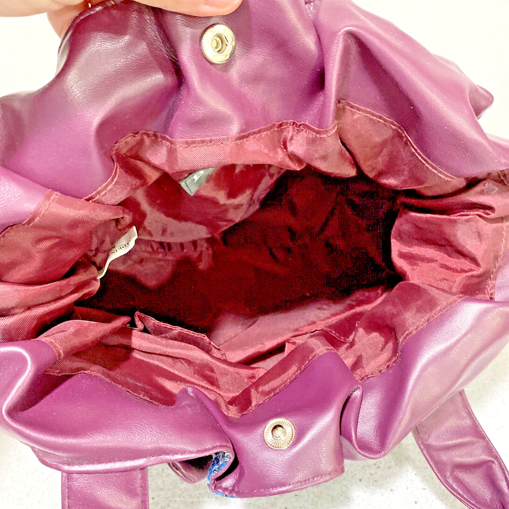 Vintage Bueno Purse Satchel Handbag Wet Look Unique Multi Color Floral Ruffles - Picture 8 of 11